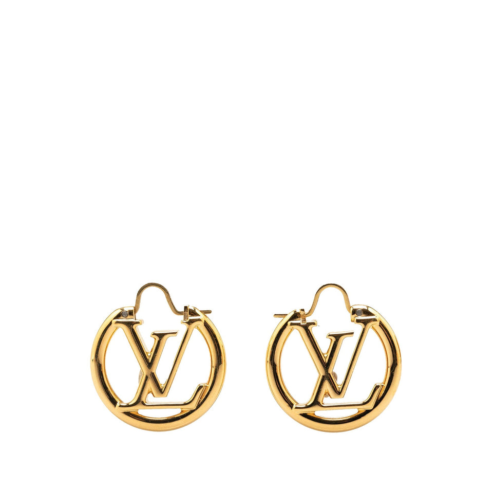 Gold Louis Vuitton Gold Plated Louise Hoop Earrings PM