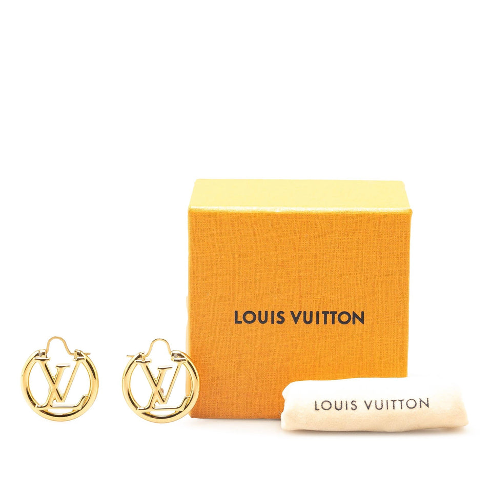Gold Louis Vuitton Gold Plated Louise Hoop Earrings PM