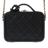 Chanel CC Filigree Vanity Case Black Caviar gold