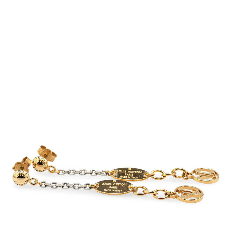 Gold Louis Vuitton Gold Plated Logomania Earrings