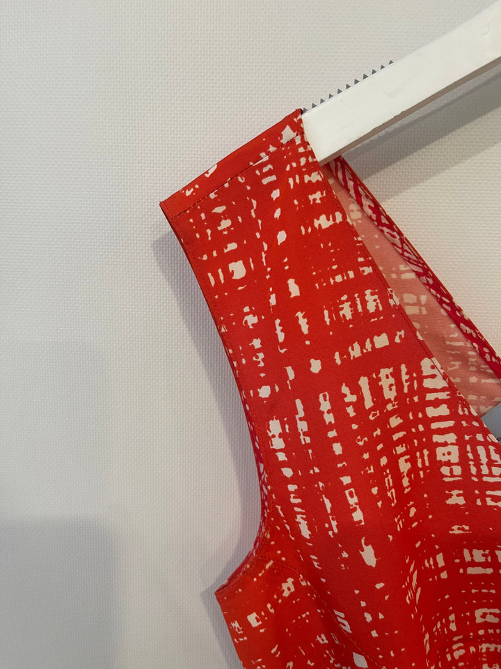 Prada Red Silk Sleeveless Dress with Pockets and Belt Detail Size IT 40 (UK 8)