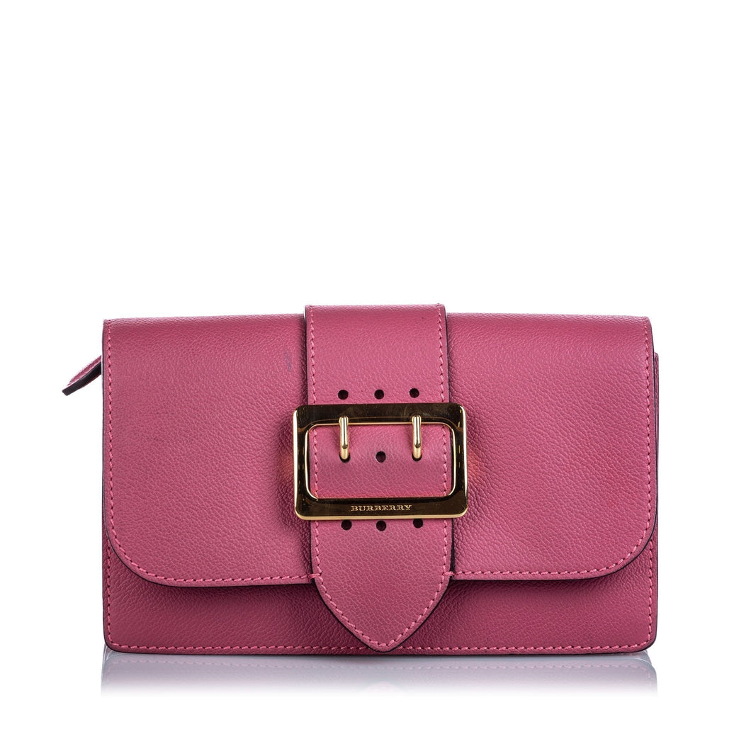 Burberry Pink Calf Leather Buckle Crossbody Bag ITALY