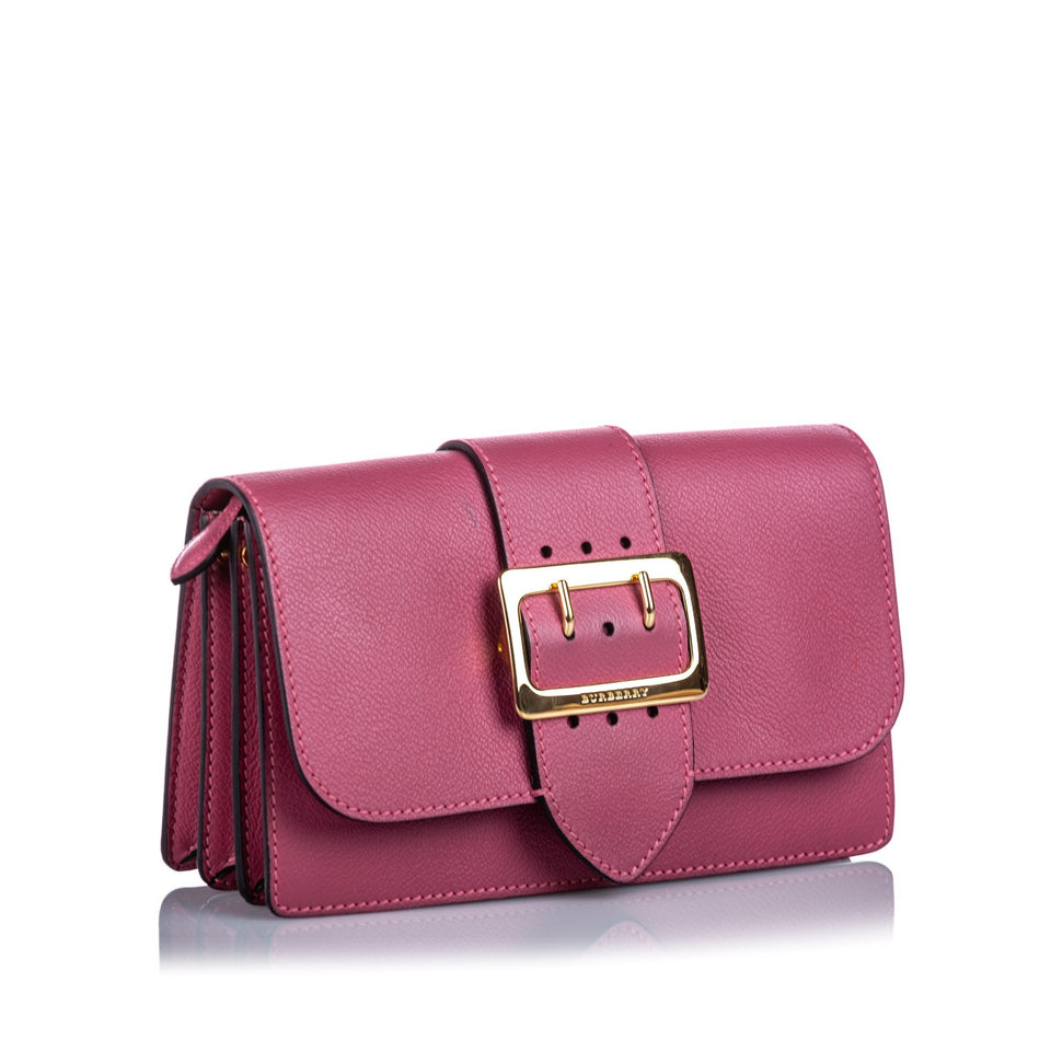 Burberry Pink Calf Leather Buckle Crossbody Bag ITALY