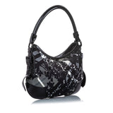 Burberry Black Nylon Fabric Floral Beat Check Foley Hobo Bag Italy