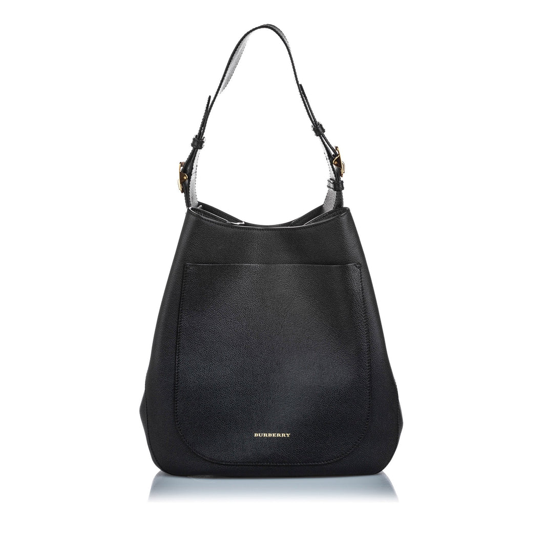 Burberry Black Calf Leather Hobo Bag United Kingdom