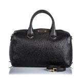 Burberry Black Calf Leather Pebbled Satchel United Kingdom