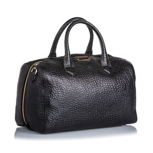 Burberry Black Calf Leather Pebbled Satchel United Kingdom