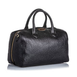 Burberry Black Calf Leather Pebbled Satchel United Kingdom