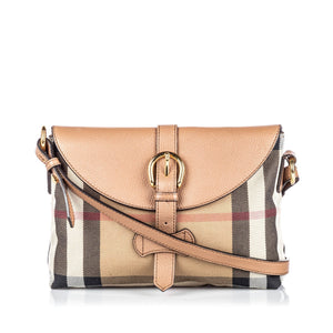 Burberry Brown Beige Canvas Fabric House Check Crossbody Bag ROMANIA