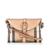 Burberry Brown Beige Canvas Fabric House Check Crossbody Bag ROMANIA