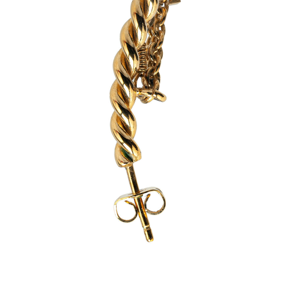 Gold Louis Vuitton Gold Plated Sweet Monogram Creole Hoop Pierce Earrings