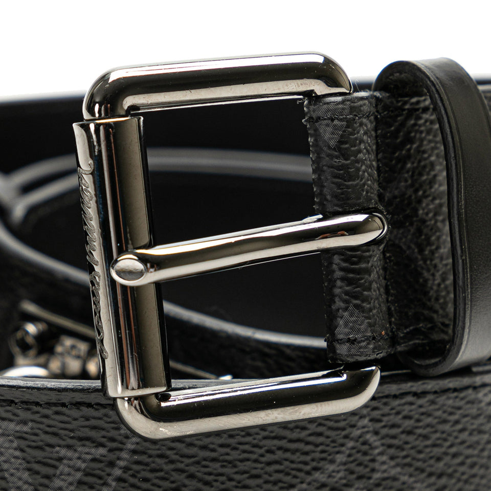 Black Louis Vuitton Monogram Eclipse Reversible Belt