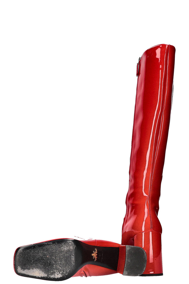 PRADA Boots Patent Red