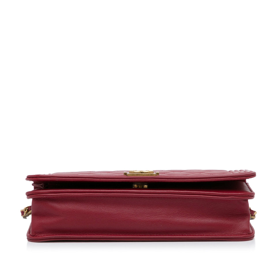 Chanel Boy Wallet on Chain Red Lambskin Gold