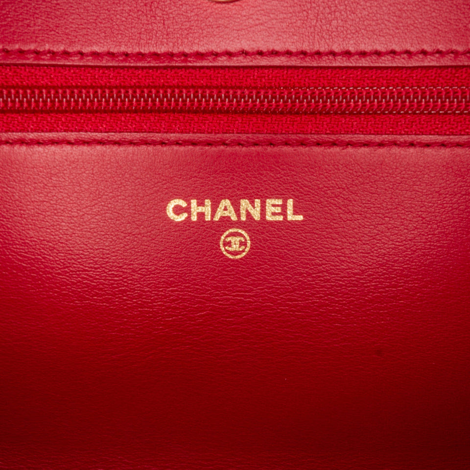 Chanel Boy Wallet on Chain Red Lambskin Gold