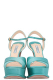 PRADA Platform Heels Silk Turquoise