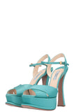 PRADA Platform Heels Silk Turquoise