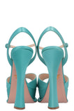 PRADA Platform Heels Silk Turquoise