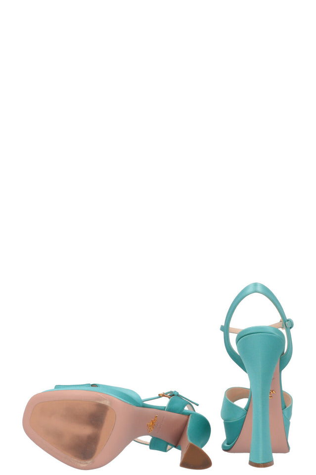 PRADA Platform Heels Silk Turquoise
