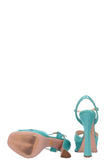 PRADA Platform Heels Silk Turquoise