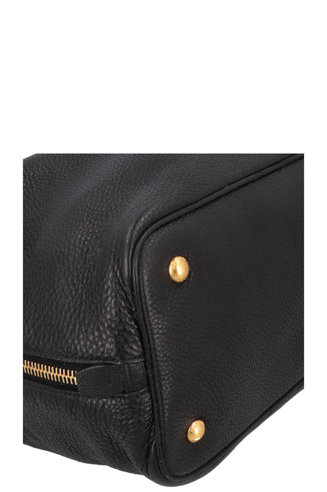 PRADA Zip Bag Leather Black Gold