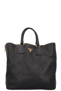 PRADA Zip Bag Leather Black Gold