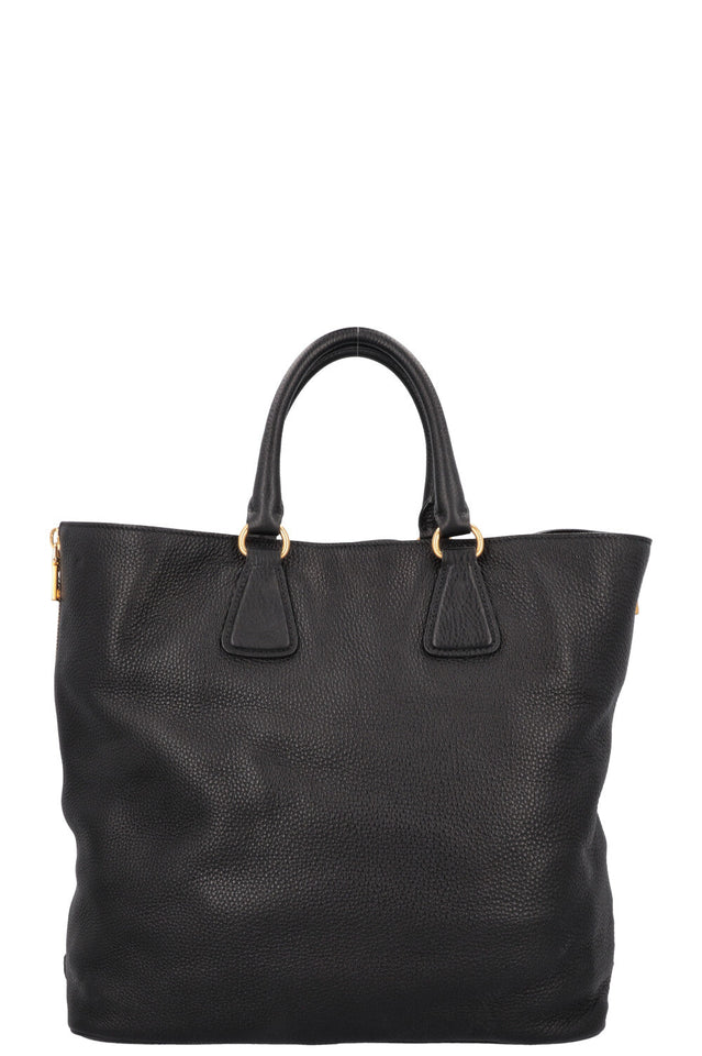 PRADA Zip Bag Leather Black Gold