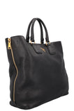 PRADA Zip Bag Leather Black Gold