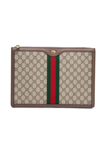 GUCCI GG Supreme Monogram Large Ophidia Portfolio Clutch