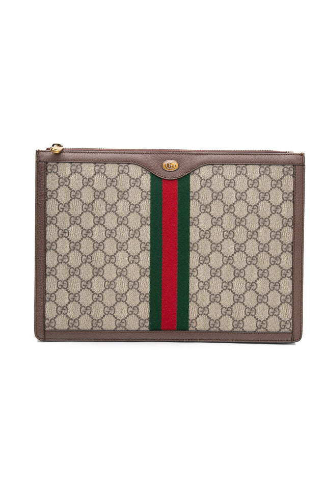 GUCCI GG Supreme Monogram Large Ophidia Portfolio Clutch