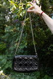 CHRISTIAN DIOR Cannage Clutch Patent Leather Black