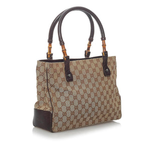 Gucci GG Canvas Bamboo Handbag