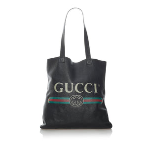 Gucci Logo Leather Tote Bag