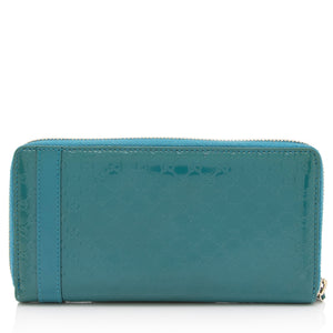 Gucci Microguccissima Patent Leather Nice Zip Around Wallet (SHF-as5XBr)