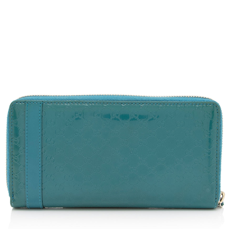 Gucci Microguccissima Patent Leather Nice Zip Around Wallet (SHF-as5XBr)