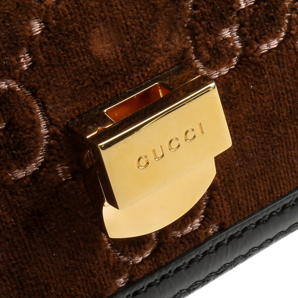 GUCCI Velvet Sylvie Shoulder Bag - Brown