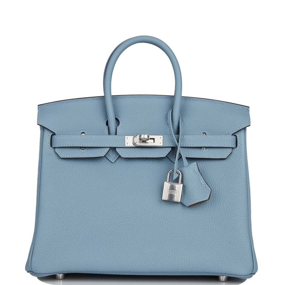 Hermes Birkin 25 Bleu Lin Verso Togo Palladium Hardware