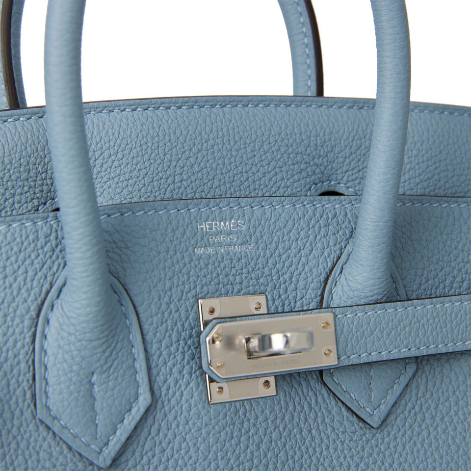 Hermes Birkin 25 Bleu Lin Verso Togo Palladium Hardware