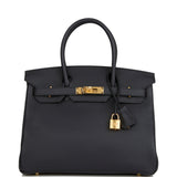 Hermes Birkin 30 Black Togo Gold Hardware