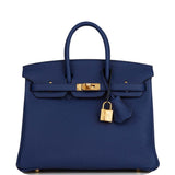 Hermes Birkin 25 Bleu Saphir Togo Gold Hardware
