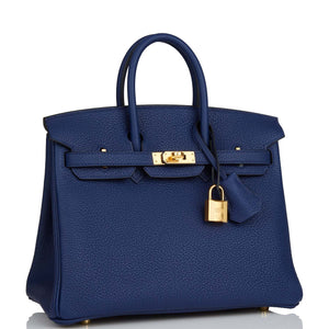 Hermes Birkin 25 Bleu Saphir Togo Gold Hardware