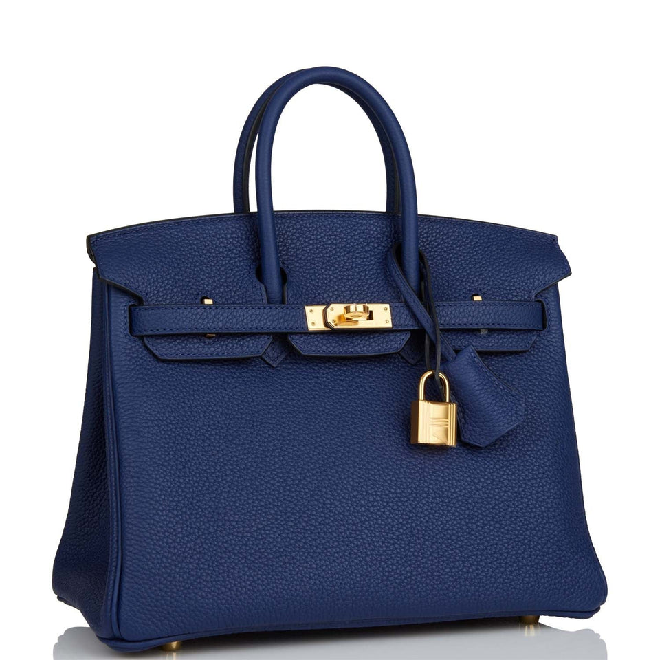 Hermes Birkin 25 Bleu Saphir Togo Gold Hardware