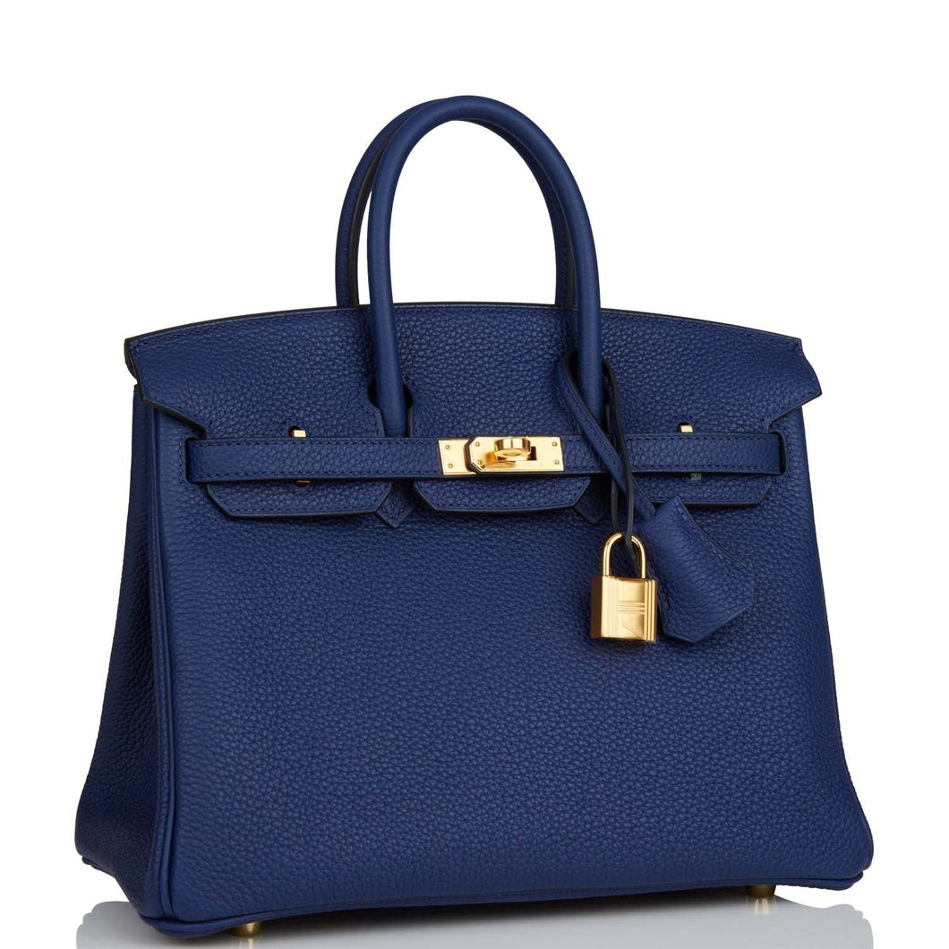 Hermes Birkin 25 Bleu Saphir Togo Gold Hardware