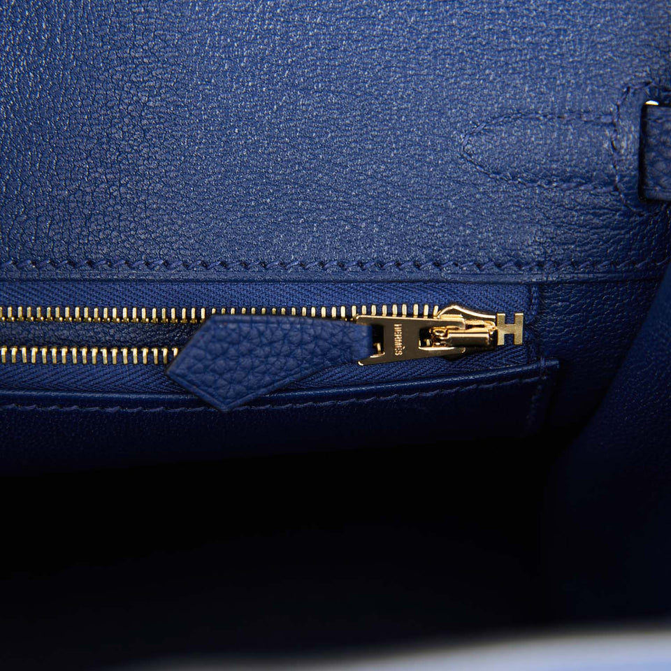 Hermes Birkin 25 Bleu Saphir Togo Gold Hardware