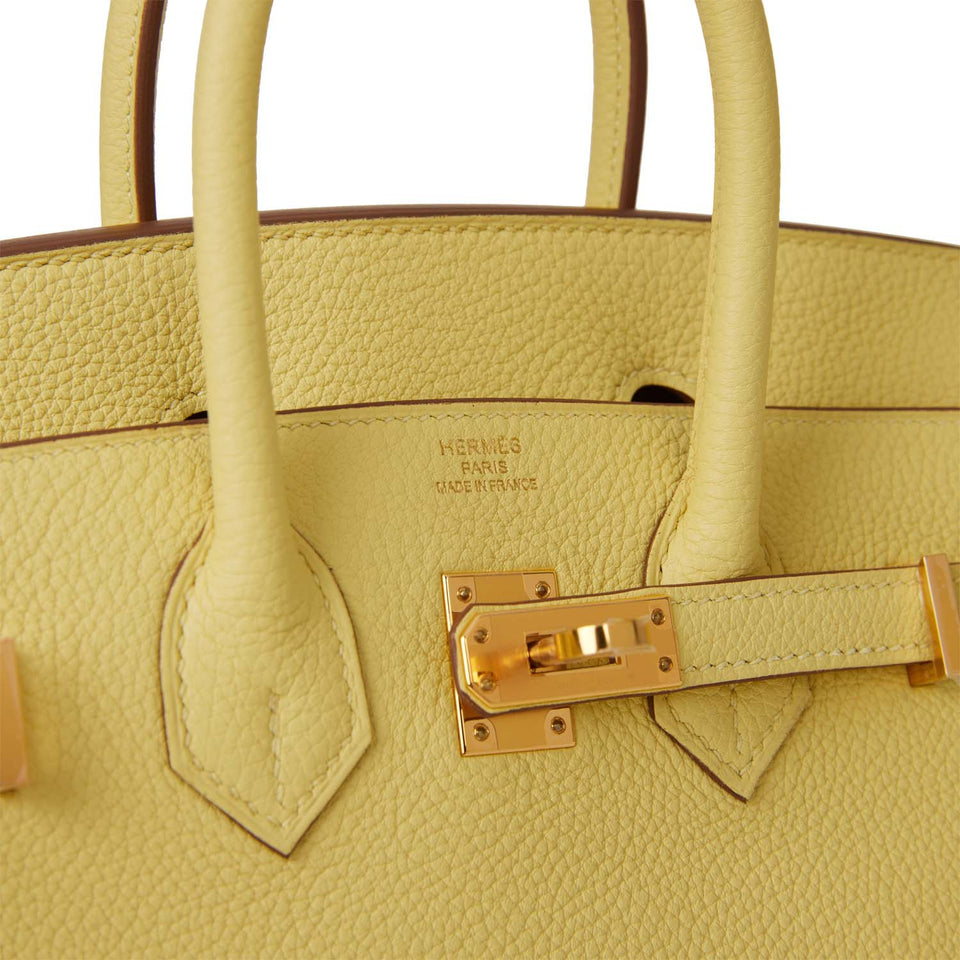 Hermes Birkin 25 Jaune Poussin Togo Gold Hardware
