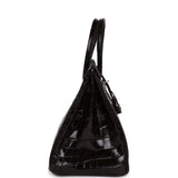 Hermes Birkin 35 Black Shiny Porosus Crocodile Palladium Hardware