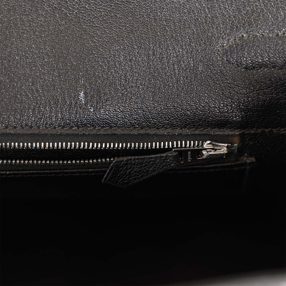 Hermes Birkin 35 Black Shiny Porosus Crocodile Palladium Hardware