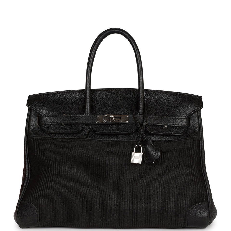 Hermes Birkin 35 Black Crinoline and Clemence Palladium Hardware