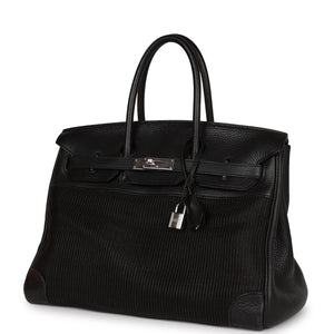 Hermes Birkin 35 Black Crinoline and Clemence Palladium Hardware