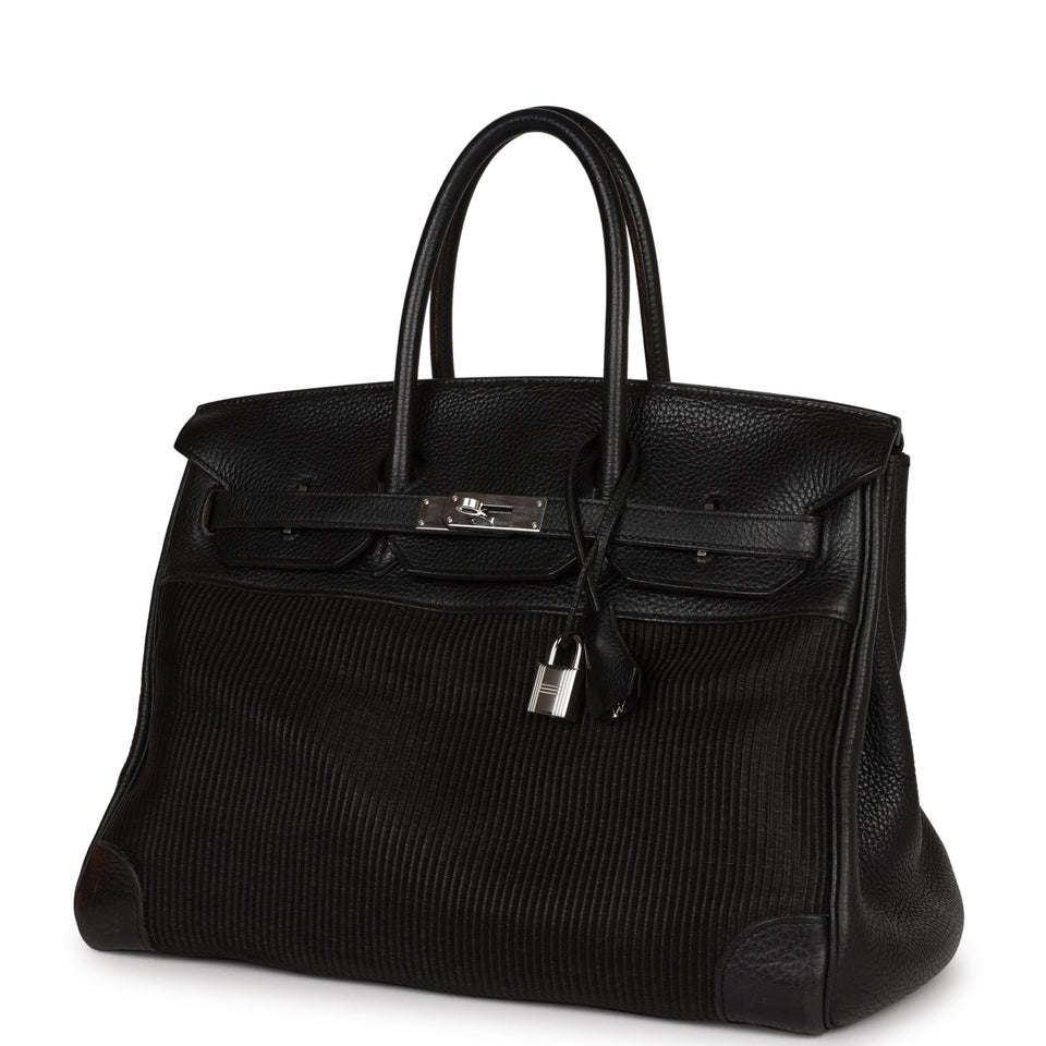 Hermes Birkin 35 Black Crinoline and Clemence Palladium Hardware